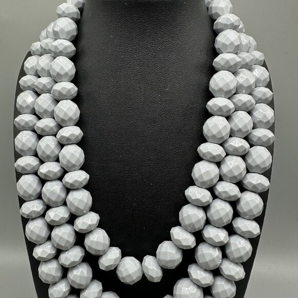 3/$30 Sugarfix Statement Necklace Gray Faceted Beads Chunky Beaded 20" - Picture 4 of 15